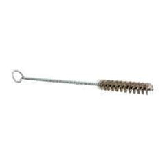 Schaefer Brush - 3" Long x 1/2" Diam Stainless Steel Long Handle Wire Tube Brush - Single Spiral, 27" OAL, 0.006" Wire Diam, 0.17" Shank Diam - Benchmark Tooling