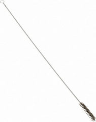 Schaefer Brush - 3" Long x 5/8" Diam Stainless Steel Long Handle Wire Tube Brush - Single Spiral, 27" OAL, 0.006" Wire Diam, 3/8" Shank Diam - Benchmark Tooling