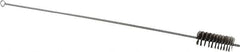 Schaefer Brush - 3" Long x 1-1/4" Diam Stainless Steel Long Handle Wire Tube Brush - Single Spiral, 27" OAL, 0.007" Wire Diam, 3/8" Shank Diam - Benchmark Tooling