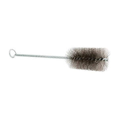 Schaefer Brush - 3" Long x 1-1/2" Diam Stainless Steel Long Handle Wire Tube Brush - Single Spiral, 27" OAL, 0.009" Wire Diam, 3/8" Shank Diam - Benchmark Tooling