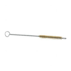 Schaefer Brush - 3" Long x 3/8" Diam Brass Long Handle Wire Tube Brush - Single Spiral, 27" OAL, 0.005" Wire Diam, 0.145" Shank Diam - Benchmark Tooling