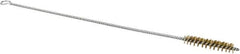 Schaefer Brush - 3" Long x 5/8" Diam Brass Long Handle Wire Tube Brush - Single Spiral, 27" OAL, 0.006" Wire Diam, 3/8" Shank Diam - Benchmark Tooling