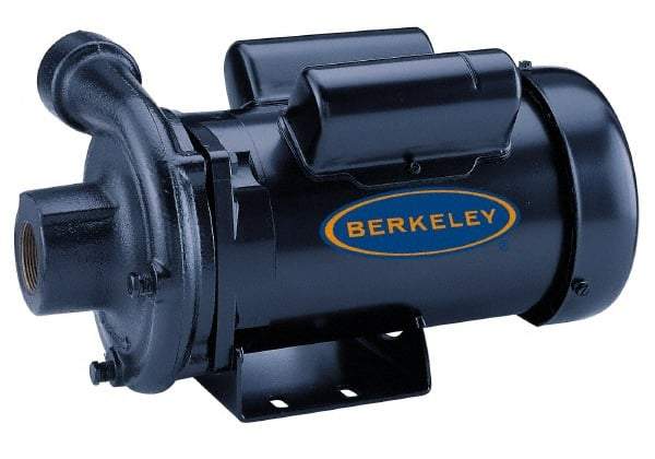 Berkeley - TEFC Motor, 230 Volt, 1 Phase, 2 HP, Cast Iron Straight Pump - 1-1/2 Inch Inlet, 1-1/4 Inch Outlet, 131 Max Head psi, Brass Impeller - Benchmark Tooling