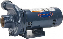 Berkeley - TEFC Motor, 208-230/460 Volt, 3 Phase, 2-1/2 HP, Cast Iron Straight Pump - 2 Inch Inlet, 1-1/2 Inch Outlet, 142 Max Head psi, Brass Impeller - Benchmark Tooling