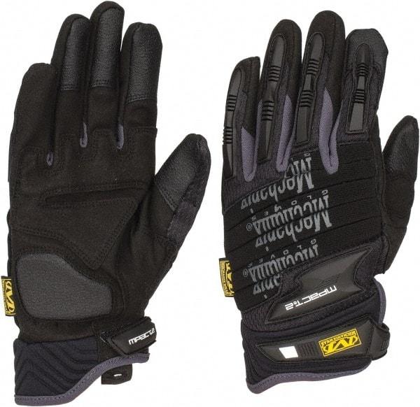 Mechanix Wear - Size L (10) Synthetic Leather/Spandex/Lycra/TPR Anti-Vibration/Impact Protection Work Gloves - For Mechanic's & Lifting, Uncoated, Hook & Loop Cuff, Full Fingered, Black, Paired - Benchmark Tooling