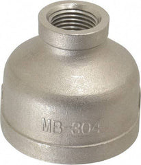 Merit Brass - 1-1/2 x 1/2" Grade 304 Stainless Steel Pipe Reducer Coupling - FNPT x FNPT End Connections, 150 psi - Benchmark Tooling