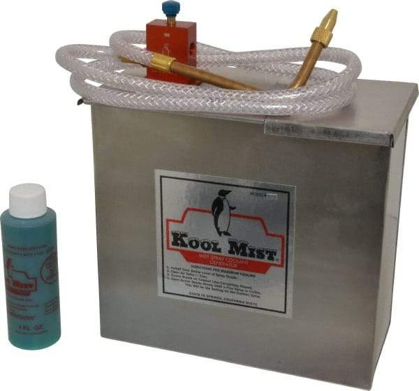 Kool Mist - 1 Outlet, 1 Gal Tank Capacity, Stainless Steel Tank Mist Coolant System - 4' Coolant Line Length, 6" Hose Length, 5/16" Nozzle Diam - Benchmark Tooling