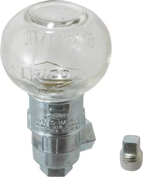 Trico - 1 Outlet, Glass Bowl, 2.5 Ounce Constant-Level Oil Reservoir - 1/4 NPT Outlet, 2-1/2" Diam x 4-1/4" High - Benchmark Tooling