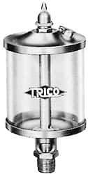 Trico - 1 Outlet, Glass Bowl, 5 Ounce Manual-Adjustable Oil Reservoir - 3/8 NPT Outlet, 2-5/8" Diam x 6-1/16" High - Benchmark Tooling