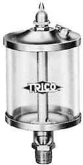 Trico - 1 Outlet, Glass Bowl, 10 Ounce Manual-Adjustable Oil Reservoir - 1/4 NPT Outlet, 3-1/8" Diam x 6-13/16" High - Benchmark Tooling