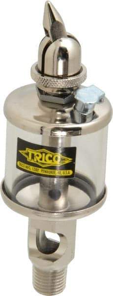 Trico - 1 Outlet, Glass Bowl, 1 Ounce Manual-Adjustable Oil Reservoir - 1/4 NPT Outlet, 1-5/8" Diam x 5-11/16" High - Benchmark Tooling