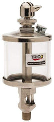 Trico - 1 Outlet, Glass Bowl, 2.5 Ounce Manual-Adjustable Oil Reservoir - 1/8 NPT Outlet, 2-1/8" Diam x 5-7/16" High - Benchmark Tooling