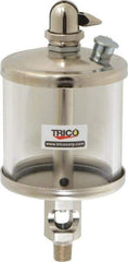 Trico - 1 Outlet, Glass Bowl, 5 Ounce Manual-Adjustable Oil Reservoir - 1/8 NPT Outlet, 2-5/8" Diam x 6-1/16" High - Benchmark Tooling