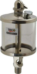 Trico - 1 Outlet, Glass Bowl, 5 Ounce Manual-Adjustable Oil Reservoir - 1/4 NPT Outlet, 2-5/8" Diam x 6-1/16" High - Benchmark Tooling