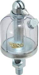 Trico - 1 Outlet, Acrylic Bowl, 2 Ounce Manual-Adjustable Oil Reservoir - 1/8 NPT Outlet, 1-15/16" Diam x 4-1/2" High - Benchmark Tooling