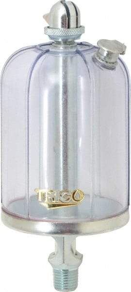 Trico - 1 Outlet, Acrylic Bowl, 8 Ounce Manual-Adjustable Oil Reservoir - 1/4 NPT Outlet, 2-5/8" Diam x 6-3/8" High - Benchmark Tooling