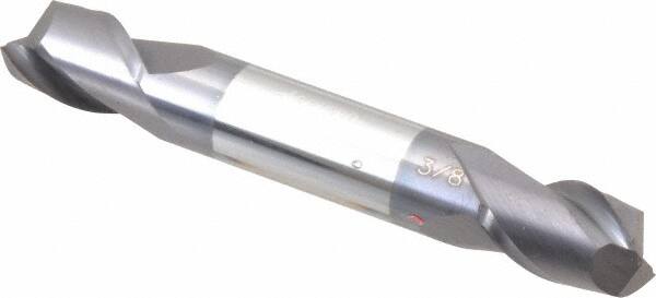 Accupro - 3/8", 1/2" LOC, 3/8" Shank Diam, 2-1/2" OAL, 2 Flute, Solid Carbide Square End Mill - Double End, AlTiN Finish, Spiral Flute, 40° Helix, Centercutting, Right Hand Cut, Right Hand Flute - Benchmark Tooling