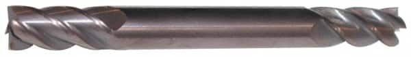 Accupro - 7/16", 7/8" LOC, 1/2" Shank Diam, 4" OAL, 4 Flute, Solid Carbide Square End Mill - Double End, AlTiN Finish, Spiral Flute, 40° Helix, Centercutting, Right Hand Cut, Right Hand Flute - Benchmark Tooling