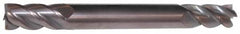 Accupro - 5/32", 7/16" LOC, 3/8" Shank Diam, 3" OAL, 4 Flute, Solid Carbide Square End Mill - Double End, AlTiN Finish, Spiral Flute, 40° Helix, Centercutting, Right Hand Cut, Right Hand Flute - Benchmark Tooling