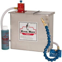 Kool Mist - 1 Outlet, 3 Gal Tank Capacity, Stainless Steel Tank Mist Coolant System - 4' Coolant Line Length, 18" Hose Length, 5/16" Nozzle Diam - Benchmark Tooling