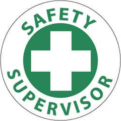 NMC - Safety Supervisor, Hard Hat Label - Green on White, 2" Thick, For Accident Prevention - Benchmark Tooling