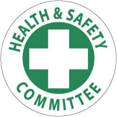 NMC - Health & Safety Committee, Hard Hat Label - Green on White, 2" Thick, For Accident Prevention - Benchmark Tooling