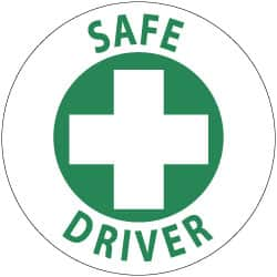 NMC - Safe Driver, Hard Hat Label - Green on White, 2" Thick, For Accident Prevention - Benchmark Tooling