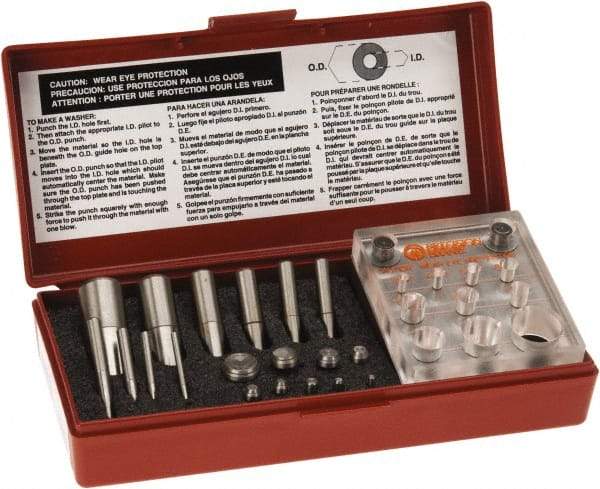 Made in USA - 3 to 20mm Diameter Shim Punch and Die Set - 10 Piece - Benchmark Tooling