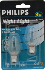 Philips - 4 Watt Incandescent Residential/Office Candelabra Screw Lamp - 2,700°K Color Temp, 16 Lumens, 120 Volts, Dimmable, C7, 3,000 hr Avg Life - Benchmark Tooling