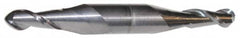 Accupro - 7/16" Diam, 9/16" LOC, 2 Flute Solid Carbide Ball End Mill - AlTiN Finish, Double End, 2-3/4" OAL, 7/16" Shank Diam, Spiral Flute - Benchmark Tooling