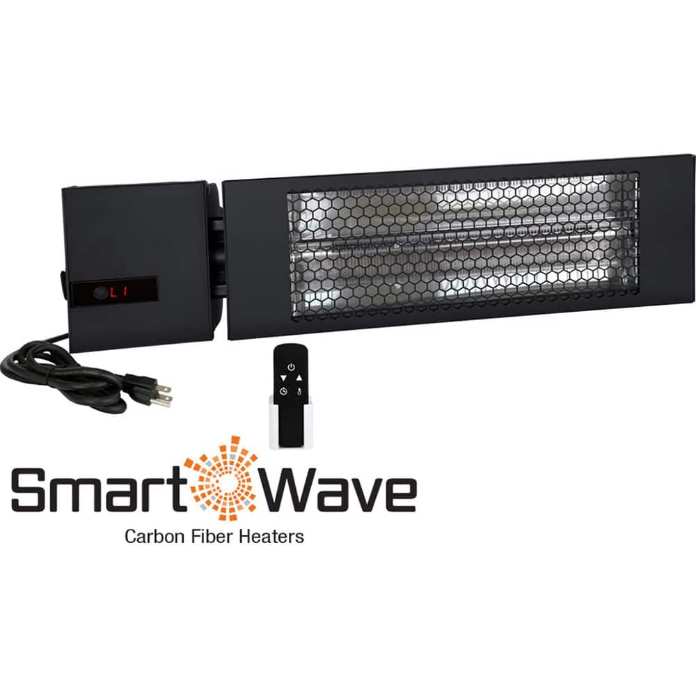 Infrared Suspended Heaters; Heating Capacity: 5118; Voltage: 120.00; Phase: Single; Length (Inch): 24.00; Height (Inch): 12.62 in; Width (Inch): 6; Width (Decimal Inch): 6; Element Type: Carbon Fiber Emitter; Housing Color: Black; Maximum Amperage: 12.50;