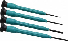 Moody Tools - 4 Piece JIS & Phillips Screwdriver Set - Round Shank, Multi Handle, Bit Sizes: Philips JIS: #000 to #00, Phillips: #0 to #1 - Benchmark Tooling