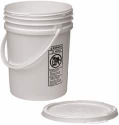 Made in USA - 5.5 Gallon Closure Capacity, Screw On Closure, White Drum Pail - Polyethylene, UN 12H2/Y24/S - Benchmark Tooling