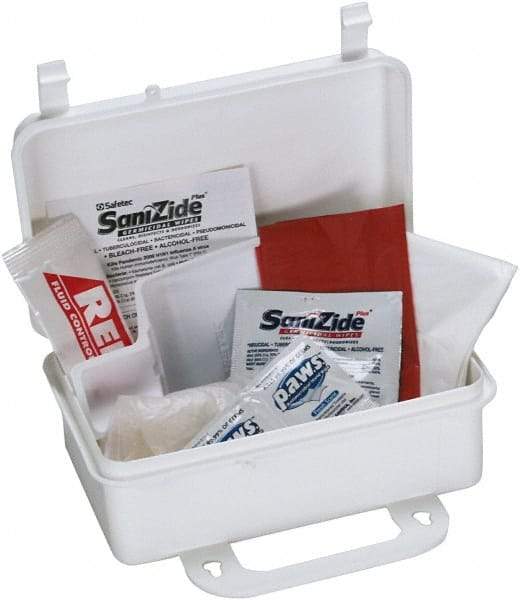 Medique - 10 Piece, 1 Person, Body Fluid Clean-Up First Aid Kit - 3-1/2" Wide x 2" Deep x 5" High, Plastic Case - Benchmark Tooling