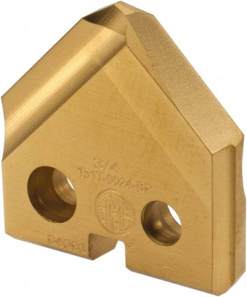 Allied Machine and Engineering - 3/4" Diam x 5/32" Thick, Seat Code 1, 90° Included Angle Spade Drill Insert - TiN Coated, Cobalt, Series T-A - Benchmark Tooling