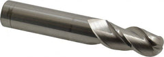 Accupro - 31/64" Diam, 1" LOC, 3 Flute Solid Carbide Ball End Mill - Uncoated, Single End, 3" OAL, 1/2" Shank Diam, Spiral Flute - Benchmark Tooling