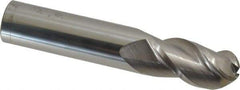 Accupro - 3/4" Diam, 1-1/2" LOC, 3 Flute Solid Carbide Ball End Mill - Uncoated, Single End, 4" OAL, 3/4" Shank Diam, Spiral Flute - Benchmark Tooling