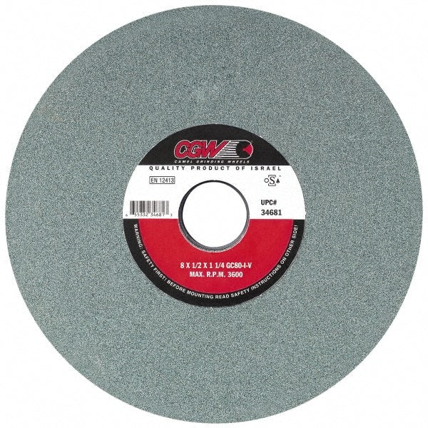 Camel Grinding Wheels - 8" Diam x 1-1/4" Hole x 1/2" Thick, I Hardness, 80 Grit Surface Grinding Wheel - Benchmark Tooling