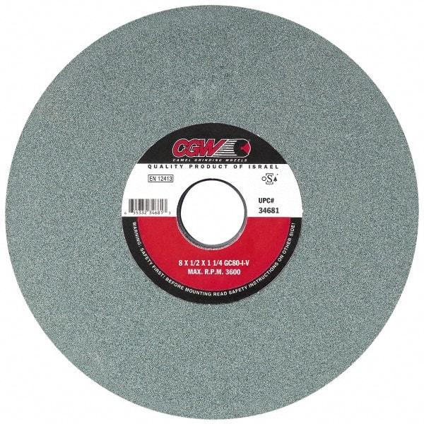 Camel Grinding Wheels - 7" Diam x 1-1/4" Hole x 1" Thick, I Hardness, 100 Grit Surface Grinding Wheel - Silicon Carbide, Type 5, Fine Grade, 3,760 Max RPM, Vitrified Bond, One-Side Recess - Benchmark Tooling