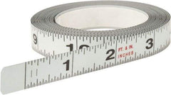 Starrett - 12 Ft. Long x 1/2 Inch Wide, 1/32 and 1/16 Inch Graduation, White, Steel Adhesive Tape Measure - Benchmark Tooling