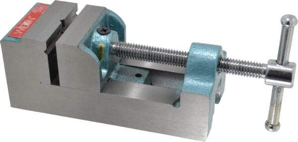 Wilton - 2-9/16" Jaw Opening Capacity x 1-1/2" Throat Depth, Horizontal Drill Press Vise - 2-1/2" Wide Jaw, Stationary Base, Standard Speed, 8-13/64" OAL x 3-3/4" Overall Height, Cast Iron - Benchmark Tooling