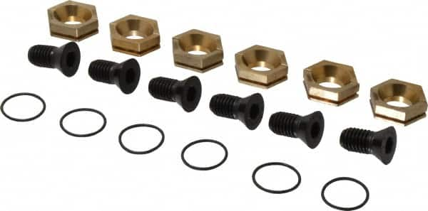 Kurt - 1-1/8" Aluminum Bronze Hex, 1/2-13 Stud Thread, Symmetrical Hex Clamp - 3/8" Hex Height, 2,600 Lb Holding Force, Alloy Steel Stud, 1.25" Long Thread, 83 Ft/Lb Torque, 6 Clamps - Benchmark Tooling