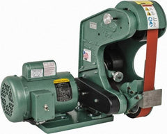 Burr King - 48 Inch Long x 2 Inch Wide Belt Grinder - 1 hp, 120 Volts, Vertical Belt, 6,000 Ft. per Min Belt Speed - Benchmark Tooling