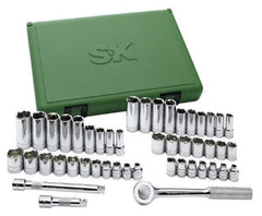 SK - 47 Piece 3/8" Drive Deep Well Socket Set - 6 Points, 1/4" to 7/8" (6mm to 19mm) Range, Inch/Metric Measurement Standard - Benchmark Tooling