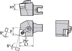 Kennametal - Right Hand Cut, Size KM25, CN.. Insert Compatiblity, External Modular Turning & Profiling Cutting Unit Head - 16mm Ctr to Cutting Edge, 30mm Head Length, Through Coolant, Series Kenloc - Benchmark Tooling