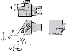 Kennametal - Left Hand Cut, Size KM25, DNMG 432 Insert Compatiblity, External Modular Turning & Profiling Cutting Unit Head - 16mm Ctr to Cutting Edge, 30mm Head Length, Through Coolant, Series Kenloc - Benchmark Tooling