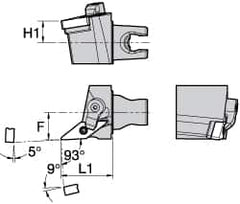 Kennametal - Left Hand Cut, Size KM25, VN.. Insert Compatiblity, External Modular Turning & Profiling Cutting Unit Head - 16mm Ctr to Cutting Edge, 30mm Head Length, Through Coolant, Series Kenloc - Benchmark Tooling
