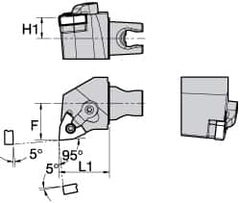 Kennametal - Right Hand Cut, Size KM25, WN.. Insert Compatiblity, External Modular Turning & Profiling Cutting Unit Head - 22mm Ctr to Cutting Edge, 30mm Head Length, Through Coolant, Series Kenloc - Benchmark Tooling