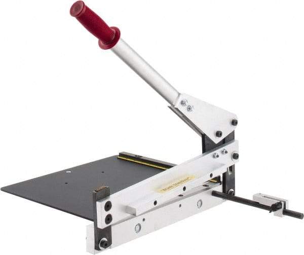 Made in USA - 12 Inch Long x 23 Inch Wide x 15 Inch Deep x 8 Inch High, Hand Slitting Bench Shear - 0.02 Inch Mild Steel, 0.04 Inch Aluminum and 0.025 Inch Brass Capacity - Benchmark Tooling