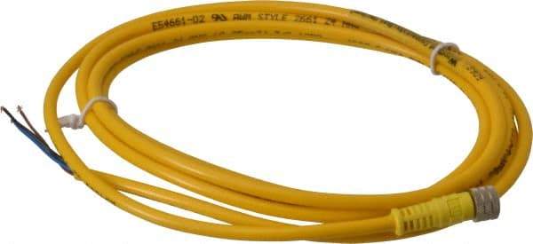 Brad Harrison - 4 Amp, M8 Female Straight to Pigtail Cordset Sensor and Receptacle - 60 VAC, 75 VDC, 2m Cable Length, IP68 Ingress Rating - Benchmark Tooling